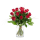 Langstielige rote Rosen, mit grün aufgebunden