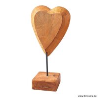 Holz Herz "Teak-Art" auf Fuß L=12/20 cm...